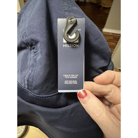 Mission Cooling Sun Defender Hat, Upf50 Navy Unisex Wide-Brim Hat Nape - Picture 3 of 8